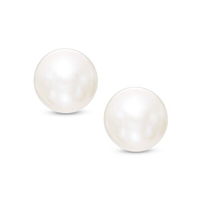 8mm Freshwater Cultured Pearl Stud Earrings in 10K Gold