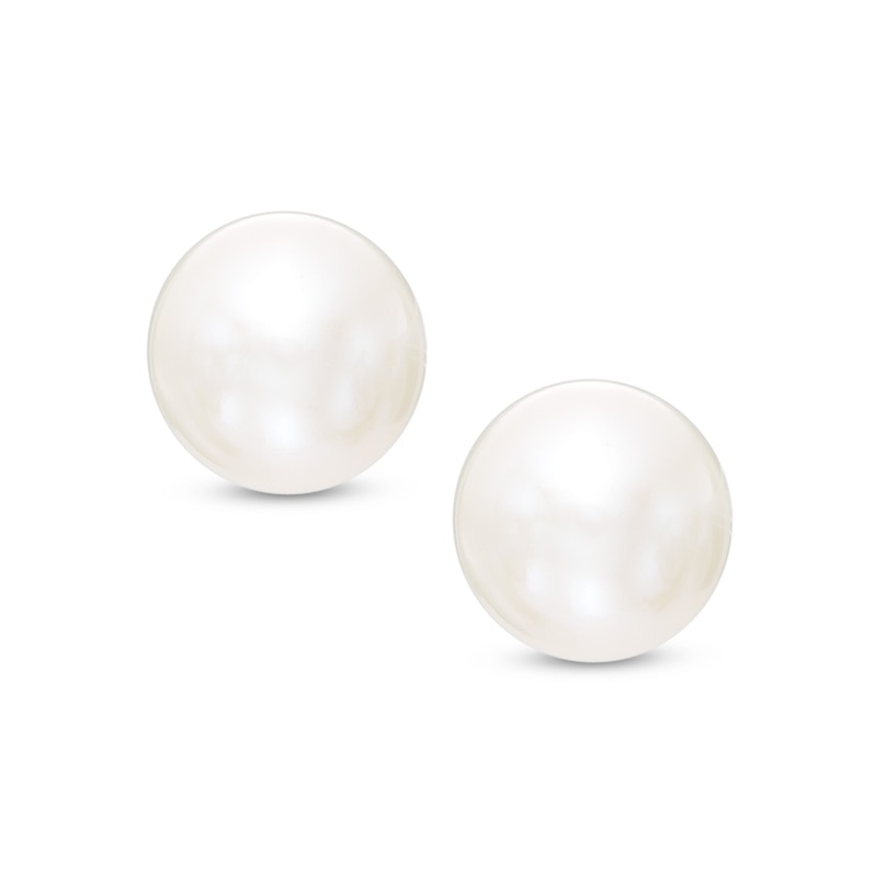 8mm Freshwater Cultured Pearl Stud Earrings in 10K Gold