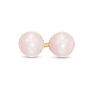 Child's 4mm Dyed Pink Freshwater Cultured Pearl Stud Earrings in 14K Gold