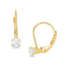 Child's 4mm Cubic Zirconia Solitaire Drop Earrings in 14K Gold