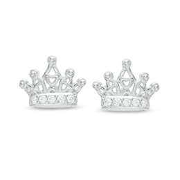 Child's Cubic Zirconia Crown Stud Earrings in Sterling Silver