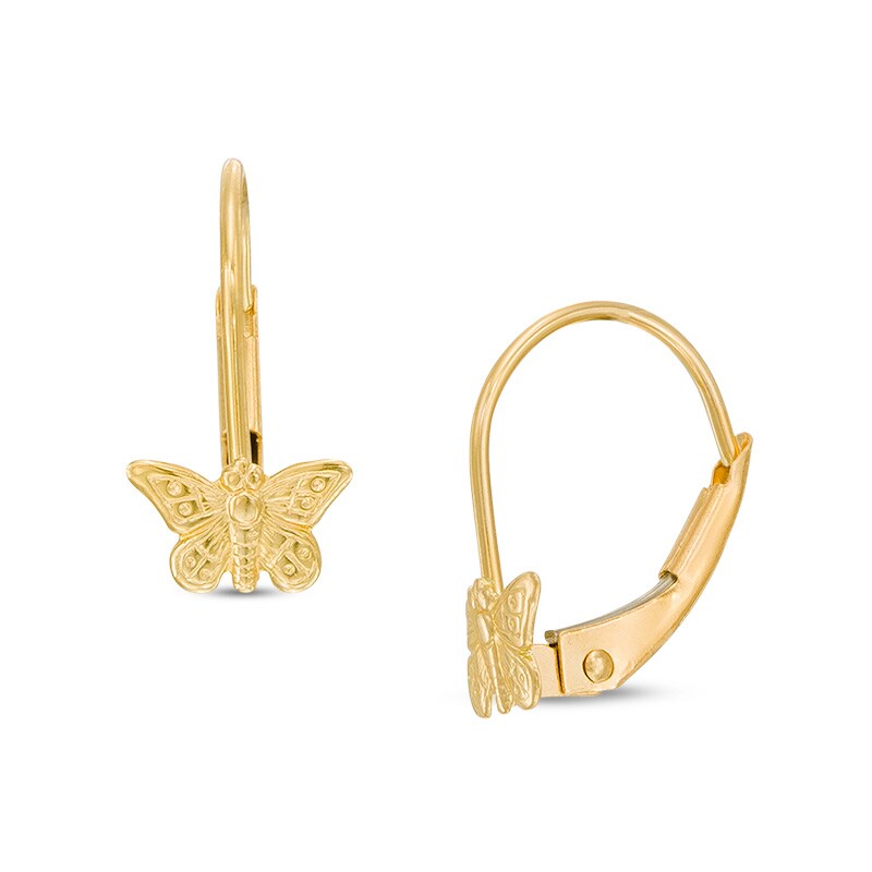 Main Image 1 of Child's Butterfly Drop Earrings in 14K Gold