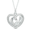 Thumbnail Image 0 of Cubic Zirconia "Mom" Heart Pendant in Sterling Silver