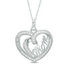 Thumbnail Image 1 of Cubic Zirconia "Mom" Heart Pendant in Sterling Silver
