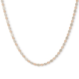 Made in Italy 030 Mirror Valentino Chain Necklace in 14K Tri-Color Gold - 18&quot;