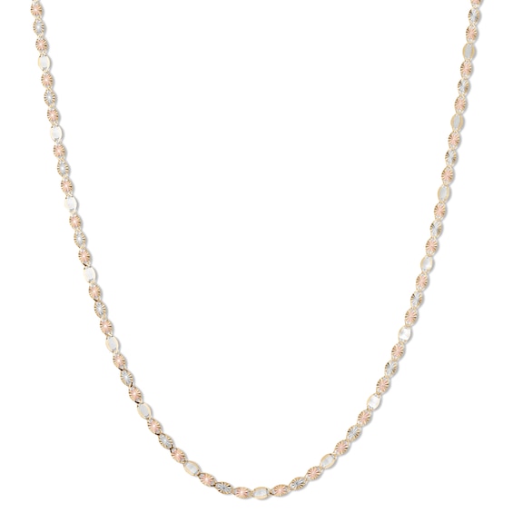 Made in Italy 030 Mirror Valentino Chain Necklace in 14K Tri-Color Gold - 18"