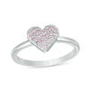 Thumbnail Image 1 of Pink Cubic Zirconia Cluster Heart Ring in Sterling Silver - Size 7