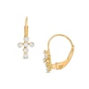 Thumbnail Image 1 of Child's Cubic Zirconia Cross Drop Earrings in 14K Gold