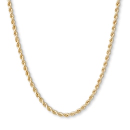 020 Gauge Rope Chain Necklace in 10K Hollow Yellow Gold - 26&quot;