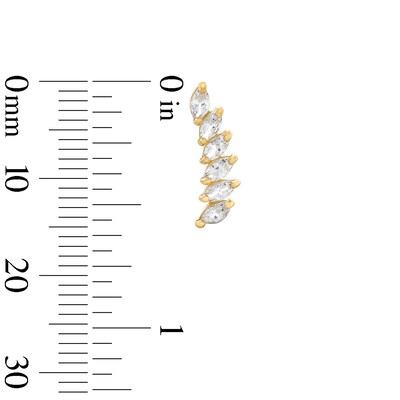 Cubic Zirconia Marquise Curve Crawler Earrings in 10K Gold