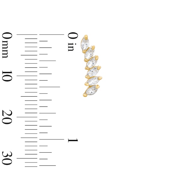 Cubic Zirconia Marquise Curve Crawler Earrings in 10K Gold
