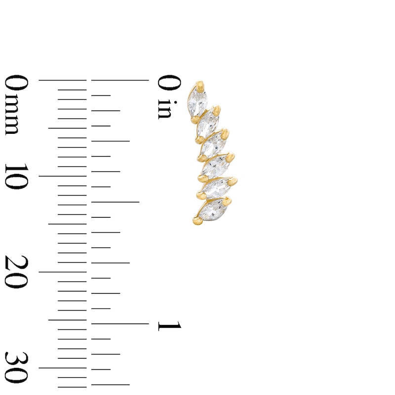 Main Image 5 of Cubic Zirconia Marquise Curve Crawler Earrings in 10K Gold