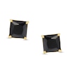 Thumbnail Image 1 of Men's 7mm Square Black Cubic Zirconia Solitaire Stud Earrings in 14K Gold
