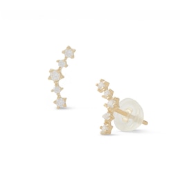 Cubic Zirconia Curve Crawler Earrings in 10K Gold