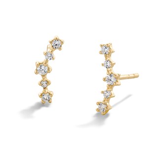Cubic Zirconia Curve Crawler Earrings in 10K Gold