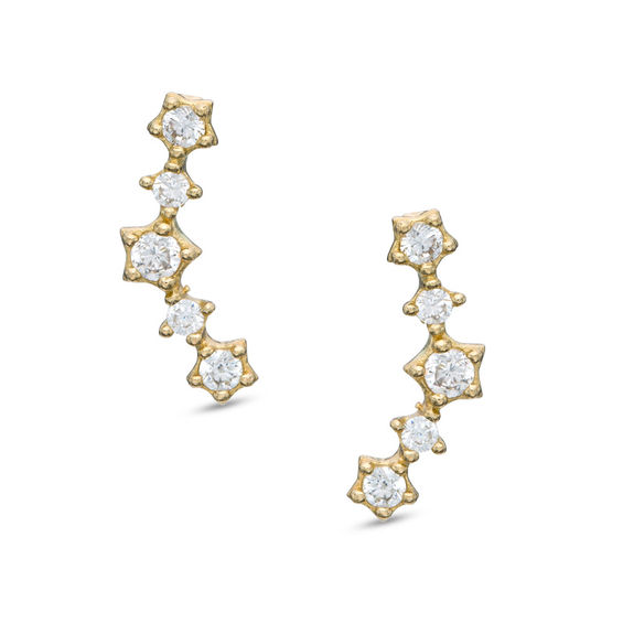 Cubic Zirconia Curve Crawler Earrings in 10K Gold | Banter