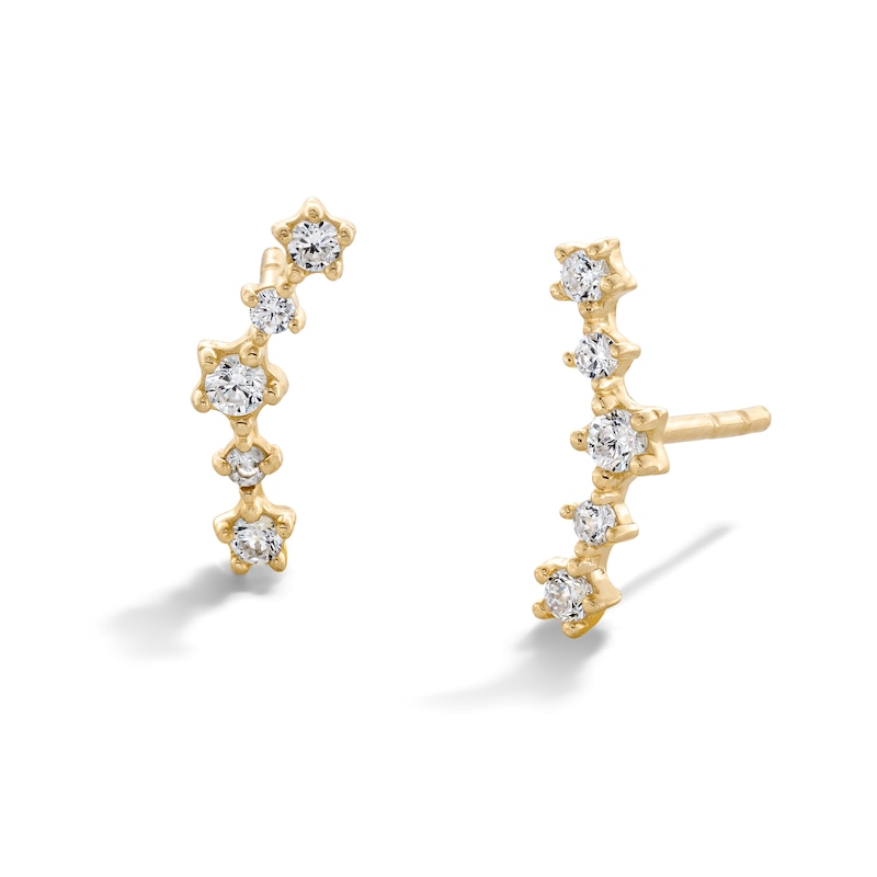 Cubic Zirconia Curve Crawler Earrings in 10K Gold