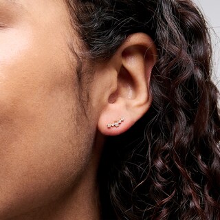 Cubic Zirconia Curve Crawler Earrings in 10K Gold