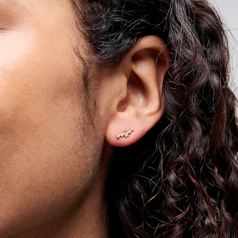 Main Image 2 of Cubic Zirconia Curve Crawler Earrings in 10K Gold