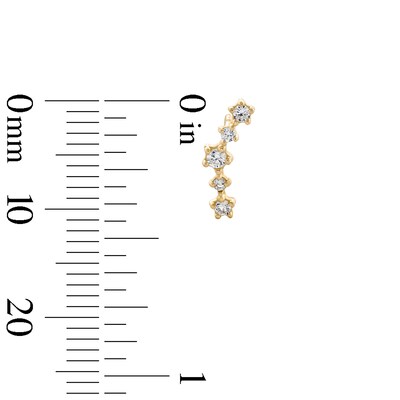 Cubic Zirconia Curve Crawler Earrings in 10K Gold