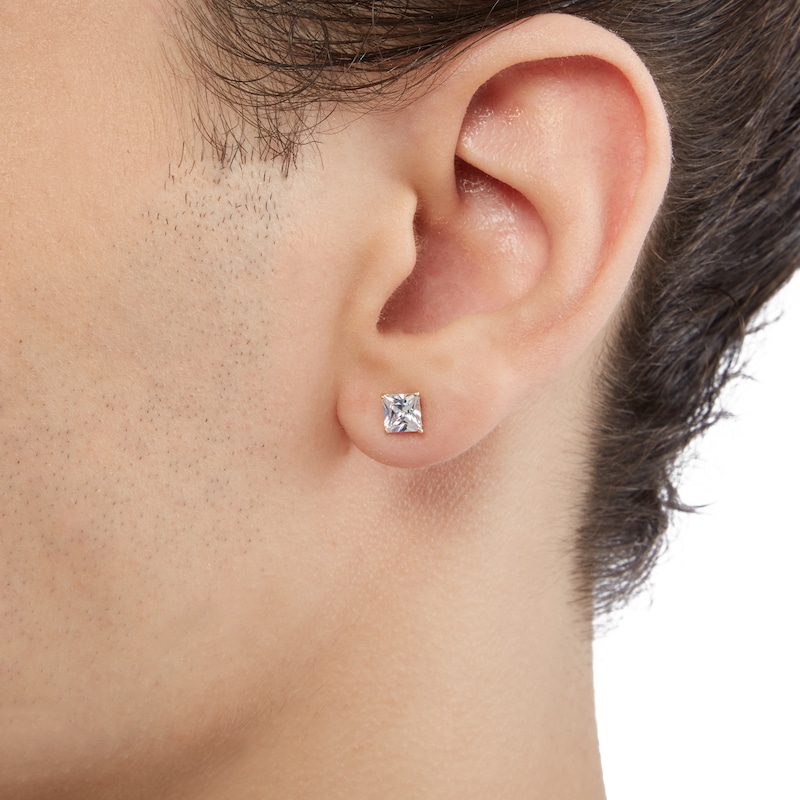 5mm Square Cubic Zirconia Solitaire Stud Earrings in 14K Gold