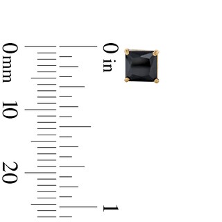5mm Square Black Cubic Zirconia Solitaire Stud Earrings in 14K Gold