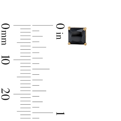 5mm Square Black Cubic Zirconia Solitaire Stud Earrings in 14K Gold