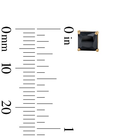 5mm Square Black Cubic Zirconia Solitaire Stud Earrings in 14K Gold