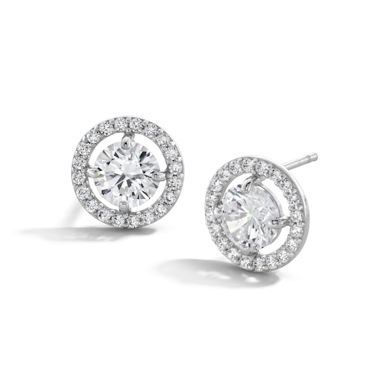 6mm Cubic Zirconia Frame Stud Earrings in 14K White Gold