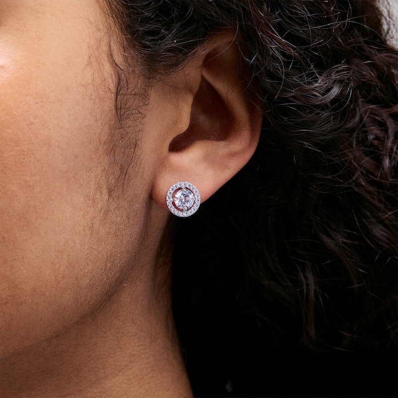 Main Image 2 of 6mm Cubic Zirconia Frame Stud Earrings in 14K White Gold