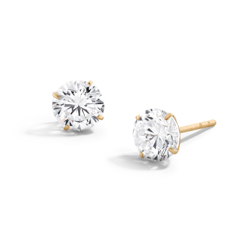 Main Image 1 of 8mm Cubic Zirconia Solitaire Stud Earrings in 14K Gold