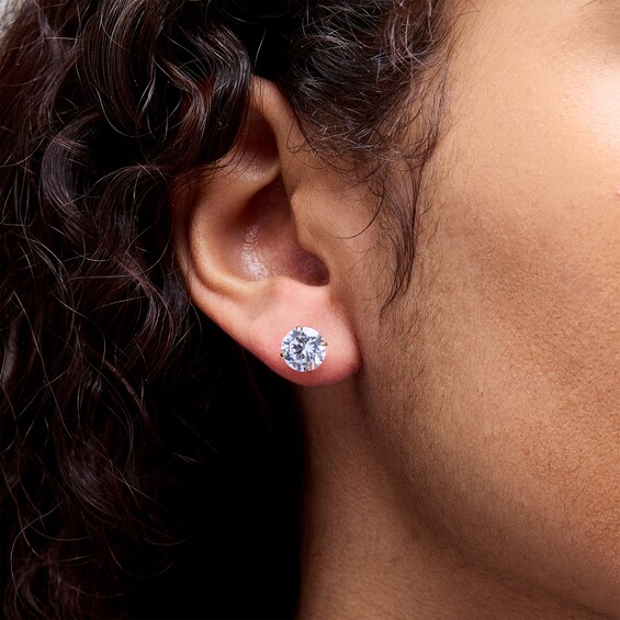 14K Solid Gold 8mm CZ Solitaire Studs