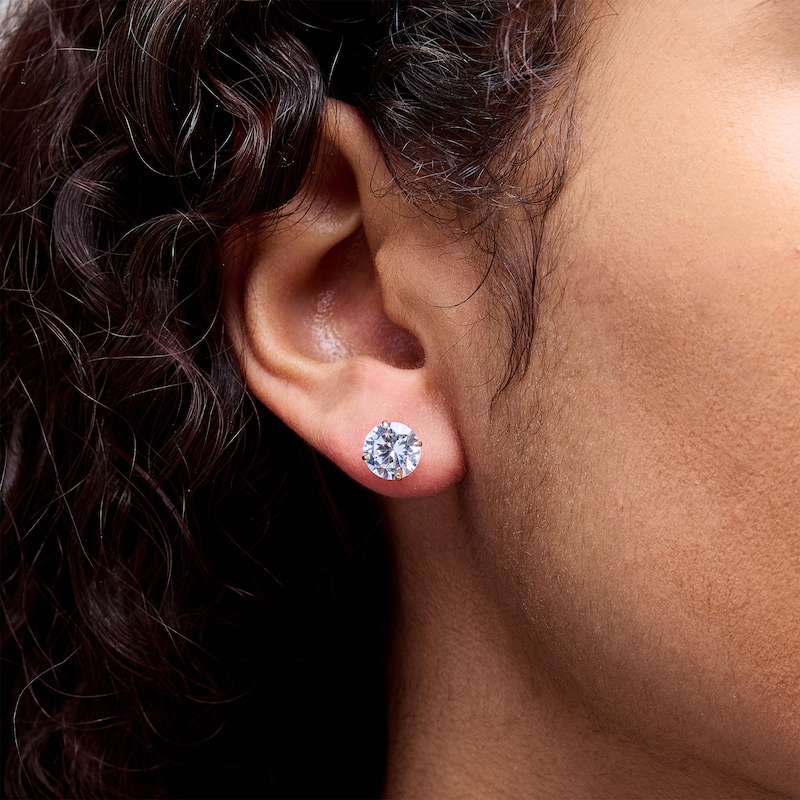 Main Image 2 of 8mm Cubic Zirconia Solitaire Stud Earrings in 14K Gold