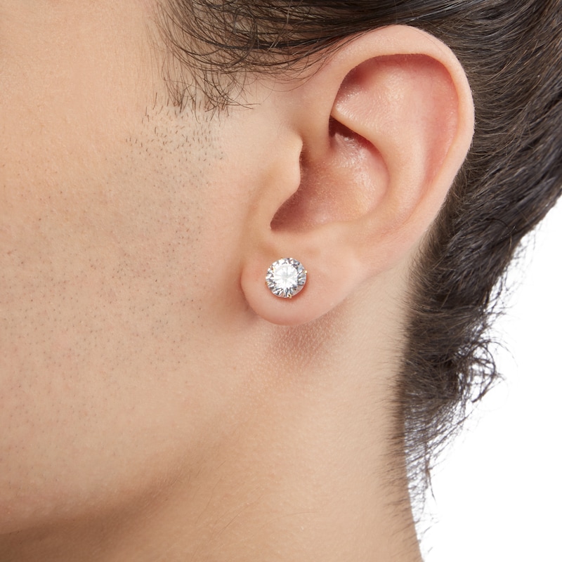 8mm Cubic Zirconia Solitaire Stud Earrings in 14K Gold