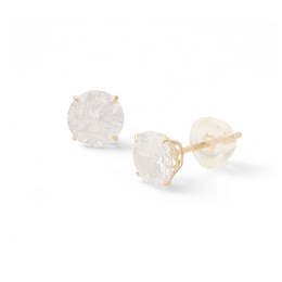 14K Solid Gold CZ Solitaire Studs