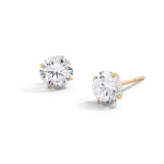 14K Solid Gold 6mm CZ Solitaire Studs