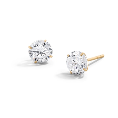 14K Solid Gold 6mm CZ Solitaire Studs