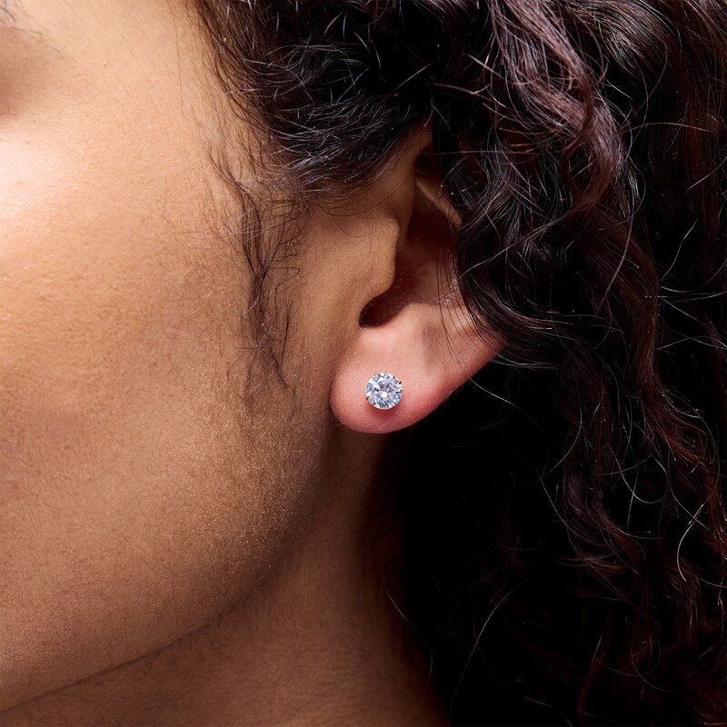Main Image 2 of 14K Solid Gold CZ Solitaire Studs