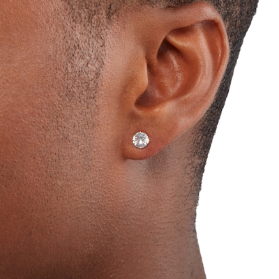 14K Solid Gold 6mm CZ Solitaire Studs