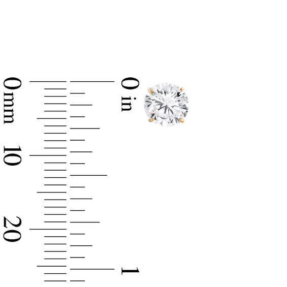 14K Solid Gold 6mm CZ Solitaire Studs