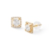 Thumbnail Image 0 of 4mm Princess-Cut Cubic Zirconia Frame Stud Earrings in 14K Gold