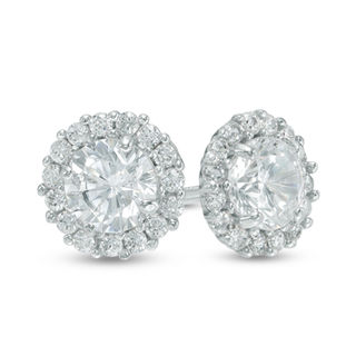 4mm Cubic Zirconia Frame Stud Earrings in 14K White Gold