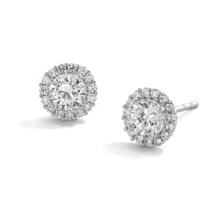 4mm Cubic Zirconia Frame Stud Earrings in 14K White Gold