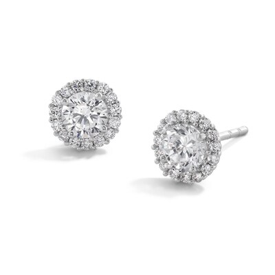 4mm Cubic Zirconia Frame Stud Earrings in 14K White Gold