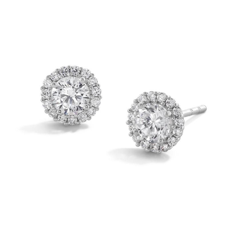 4mm Cubic Zirconia Frame Stud Earrings in 14K White Gold