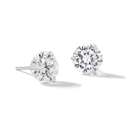 14K Solid White Gold 7mm CZ Solitaire Martini Studs