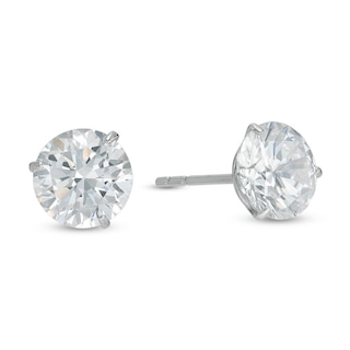7mm Cubic Zirconia Solitaire Stud Earrings in 14K White Gold | Banter