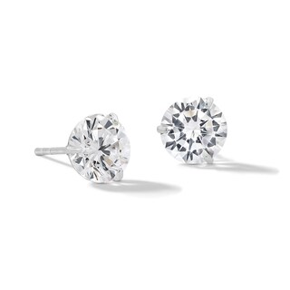 14K Solid White Gold 7mm CZ Solitaire Martini Studs