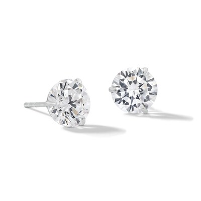 14K Solid White Gold 7mm CZ Solitaire Martini Studs