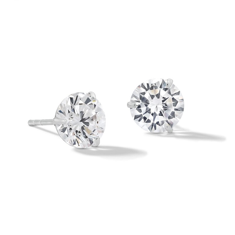 Main Image 1 of 7mm Cubic Zirconia Solitaire Stud Earrings in 14K White Gold